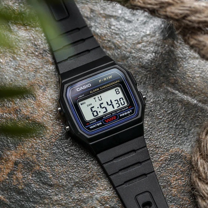 Casio Vintage Digital Resin Belt Watch F-91W-1DG
