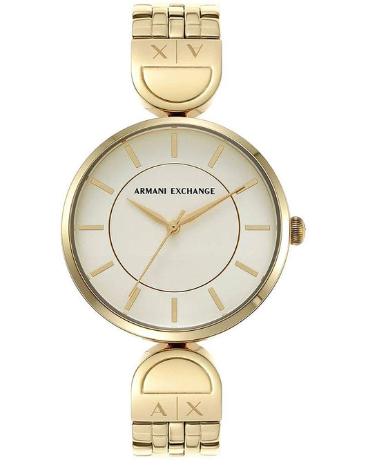 Armani Exchange BROOKE gold women's watch with cream dial and gold hour markers