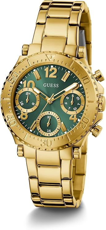 Guess GW0465L5 analog chronograph with gold-tone case and triple subdials