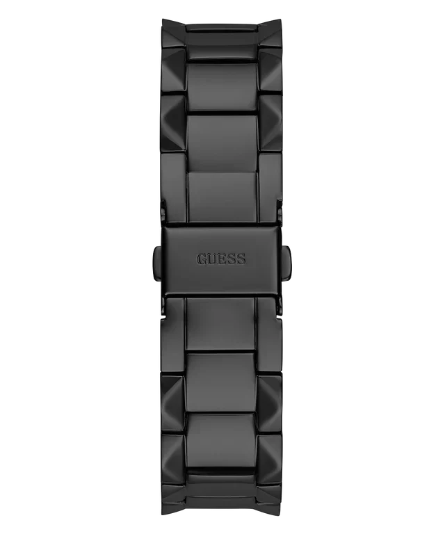 Guess GW0601L2 black stainless steel bracelet showing link details and brand engraving