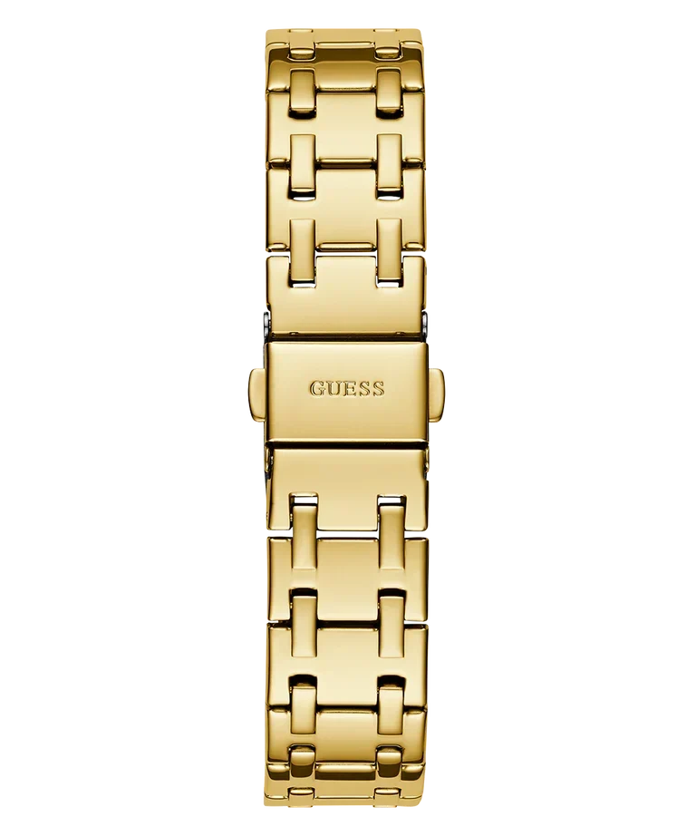 Gold-tone link bracelet of GUESS GW0770L2 with engraved GUESS logo on clasp