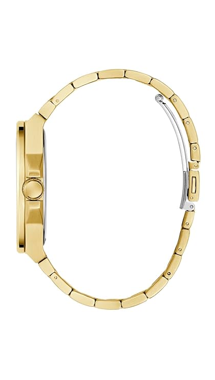 Side view of GUESS GW0789G2 gold bracelet strap and case