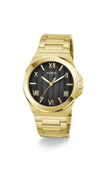 GUESS GW0789G2 gold watch with black dial and gold link bracelet