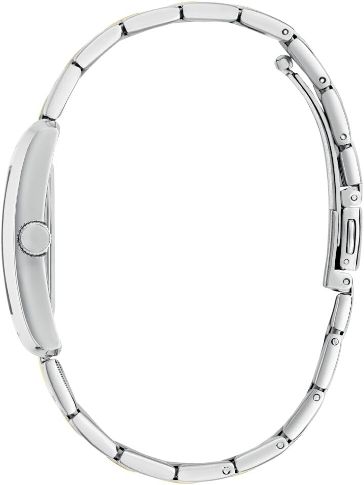 Two-tone gold and silver stainless steel bracelet with alternating links and clasp
